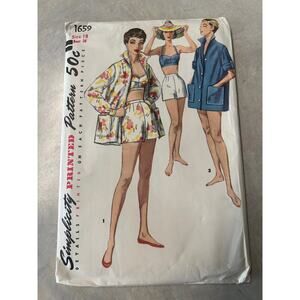 Vintage 1950's Simplicity Pattern #1659 Women's Three-Piece Playsuit Size 18